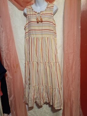 🛍️ BUNDLE ONLY🛍️Linda Anderson Striped Maxi Dress in Peach, Yellow, and Cream